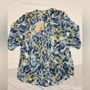 Women’s Floral Button Down Dress Shirt-NWT